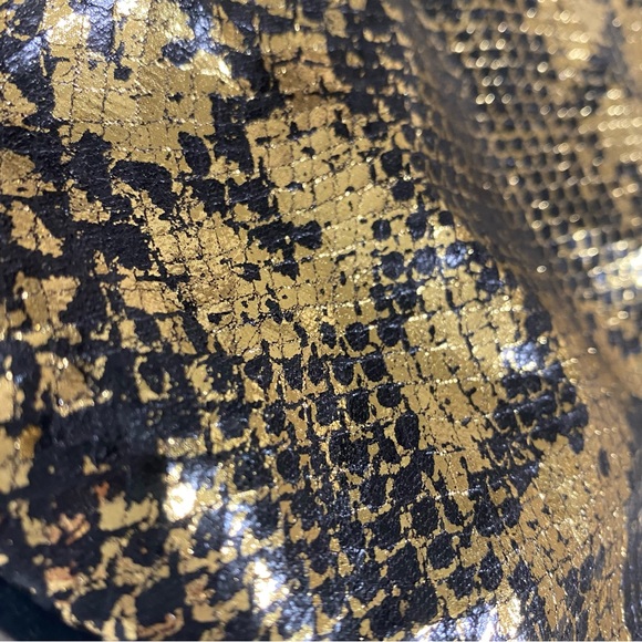 CYNTHIA ROWLEY • Black + Metallic Gold Velvet Snakeskin Decorative Pillow Cover - Picture 4 of 10